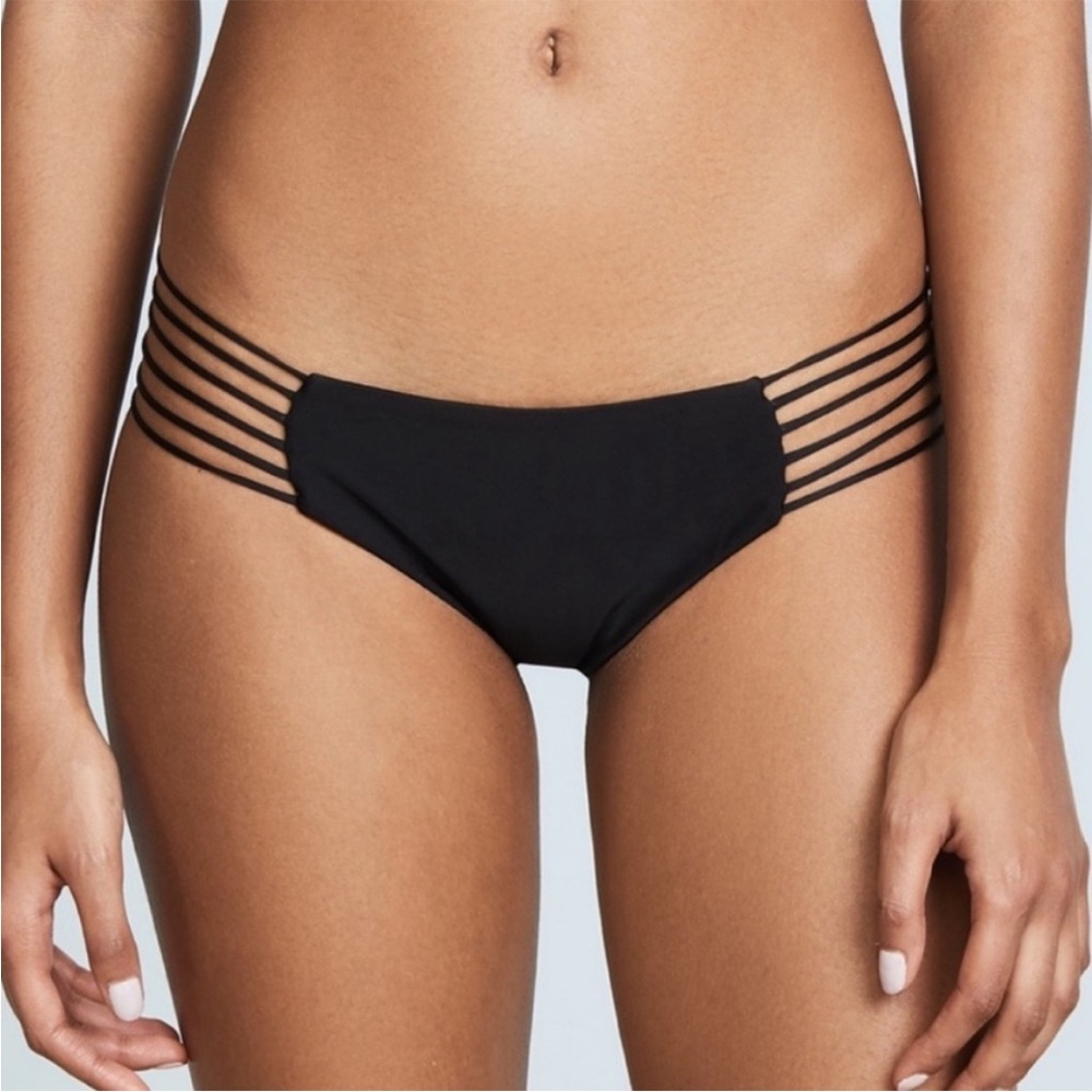 MIKOH Kapalua Bikini Bottom Night Black Stringy Cheeky XS